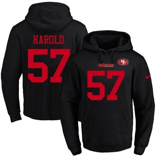 NFL Mens Nike San Francisco 49ers 57 Eli Harold Black Name Number Pullover Hoodie NFL Mens Nike San Francisco 49ers 57 Eli Harold Black Name Number Pullover Hoodie