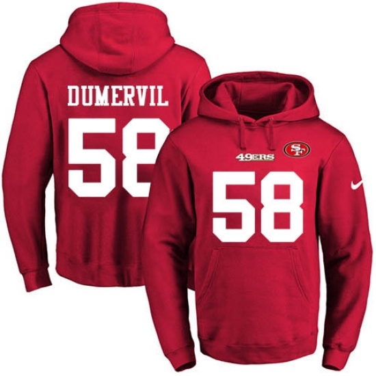 NFL Mens Nike San Francisco 49ers 58 Elvis Dumervil Red Name Number Pullover Hoodie NFL Mens Nike San Francisco 49ers 58 Elvis Dumervil Red Name Number Pullover Hoodie