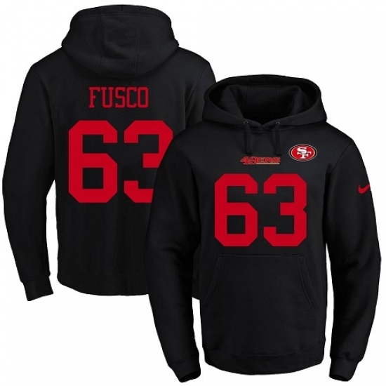 NFL Mens Nike San Francisco 49ers 63 Brandon Fusco Black Name Number Pullover Hoodie NFL Mens Nike San Francisco 49ers 63 Brandon Fusco Black Name Number Pullover Hoodie