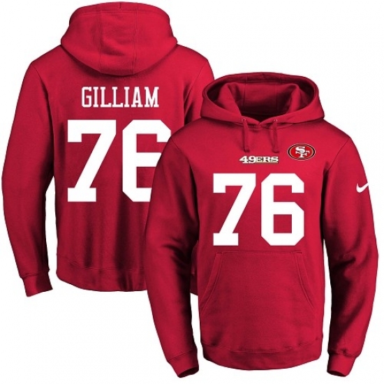 NFL Mens Nike San Francisco 49ers 76 Garry Gilliam Red Name Number Pullover Hoodie NFL Mens Nike San Francisco 49ers 76 Garry Gilliam Red Name Number Pullover Hoodie