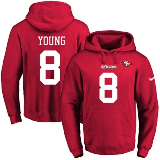 NFL Mens Nike San Francisco 49ers 8 Steve Young Red Name Number Pullover Hoodie NFL Mens Nike San Francisco 49ers 8 Steve Young Red Name Number Pullover Hoodie