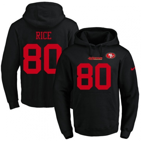 NFL Mens Nike San Francisco 49ers 80 Jerry Rice Black Name Number Pullover Hoodie NFL Mens Nike San Francisco 49ers 80 Jerry Rice Black Name Number Pullover Hoodie