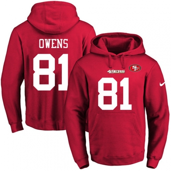 NFL Mens Nike San Francisco 49ers 81 Terrell Owens Red Name Number Pullover Hoodie NFL Mens Nike San Francisco 49ers 81 Terrell Owens Red Name Number Pullover Hoodie