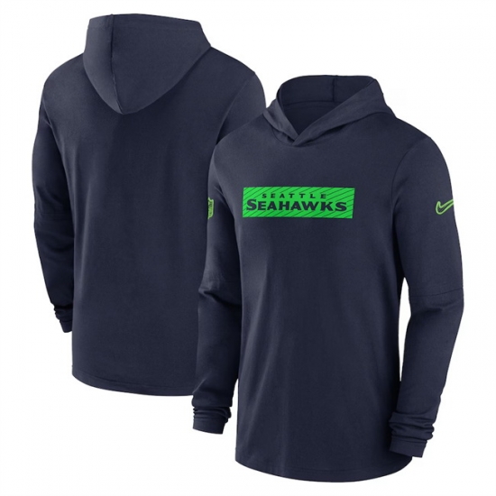 Men Seattle Seahawks Navy Sideline Performance Hoodie Men Seattle Seahawks Navy Sideline Performance Hoodie