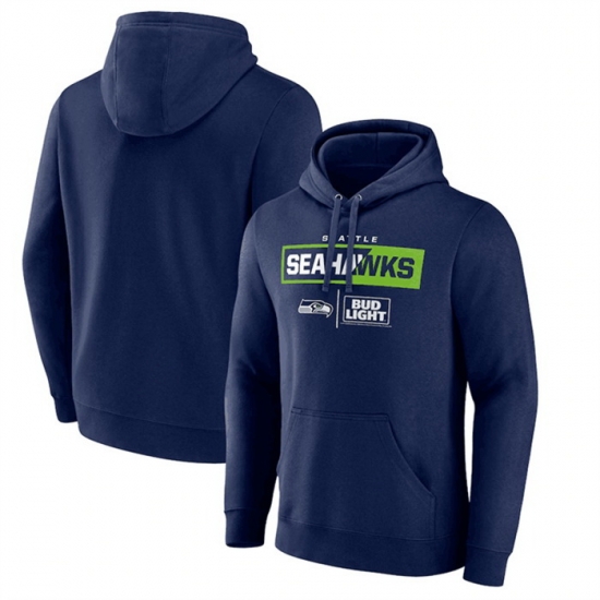 Men Seattle Seahawks Navy X Bud Light Pullover Hoodie Men Seattle Seahawks Navy X Bud Light Pullover Hoodie