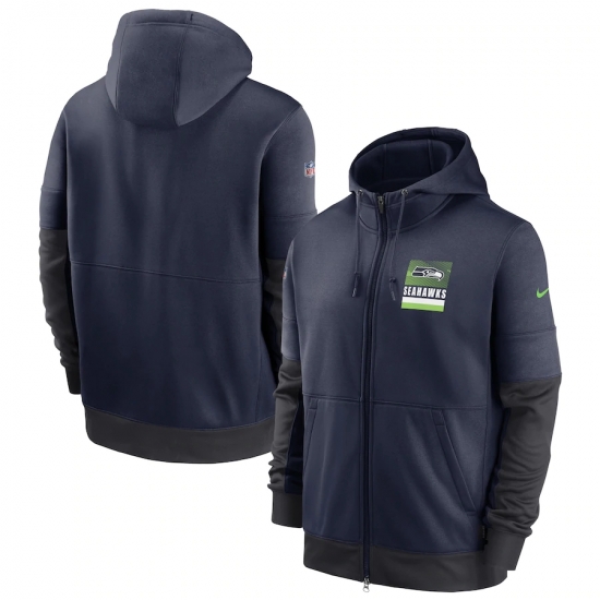 Men Seattle Seahawks New 2020 Nike Gray Black Fan Gear Mascot Performance Full Zip Hoodie Men Seattle Seahawks New 2020 Nike Gray Black Fan Gear Mascot Performance Full Zip Hoodie