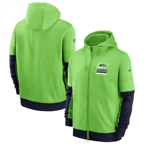 Men Seattle Seahawks New 2020 Nike Green Black Fan Gear Mascot Performance Full Zip Hoodie Men Seattle Seahawks New 2020 Nike Green Black Fan Gear Mascot Performance Full Zip Hoodie