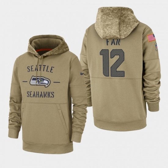 Mens Seattle Seahawks 12th Fan 2019 Salute to Service Sideline Therma Pullover Hoodie Tan Mens Seattle Seahawks 12th Fan 2019 Salute to Service Sideline Therma Pullover Hoodie Tan
