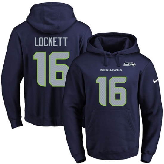 NFL Mens Nike Seattle Seahawks 16 Tyler Lockett Navy Blue Name Number Pullover Hoodie NFL Mens Nike Seattle Seahawks 16 Tyler Lockett Navy Blue Name Number Pullover Hoodie