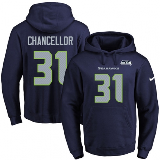NFL Mens Nike Seattle Seahawks 31 Kam Chancellor Navy Blue Name Number Pullover Hoodie NFL Mens Nike Seattle Seahawks 31 Kam Chancellor Navy Blue Name Number Pullover Hoodie