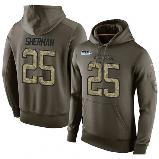 NFL Nike Seattle Seahawks 25 Richard Sherman Green Salute To Service Mens Pullover Hoodie NFL Nike Seattle Seahawks 25 Richard Sherman Green Salute To Service Mens Pullover Hoodie