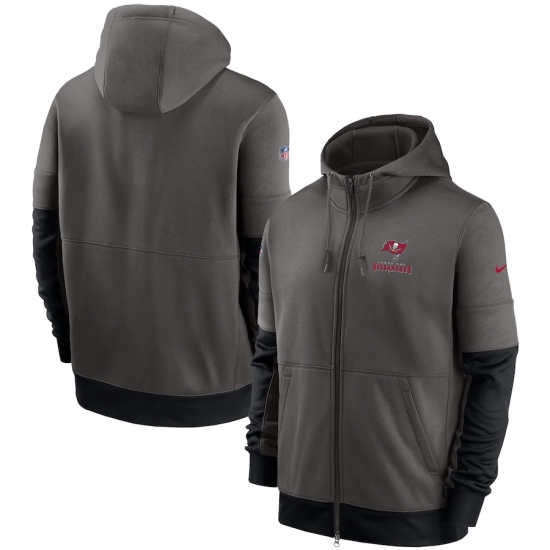 Men Tampa Bay Buccaneers New 2020 Nike Gray Black Fan Gear Mascot Performance Full Zip Hoodie Men Tampa Bay Buccaneers New 2020 Nike Gray Black Fan Gear Mascot Performance Full Zip Hoodie