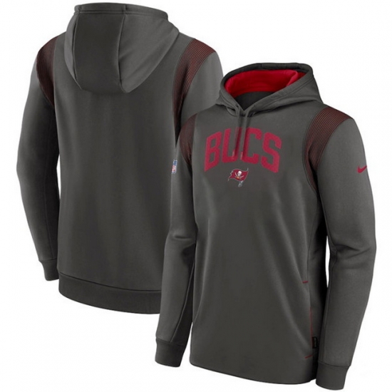 Men Tampa Bay Buccaneers Pewter Sideline Stack Performance Pullover Hoodie 001 Men Tampa Bay Buccaneers Pewter Sideline Stack Performance Pullover Hoodie 001