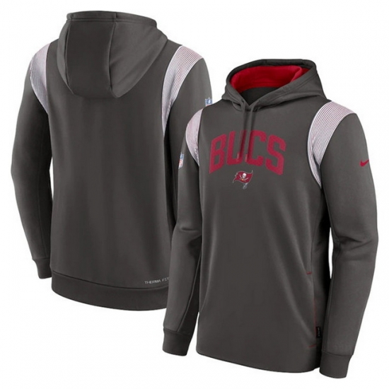 Men Tampa Bay Buccaneers Pewter Sideline Stack Performance Pullover Hoodie 002 Men Tampa Bay Buccaneers Pewter Sideline Stack Performance Pullover Hoodie 002