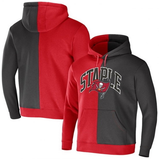 Men Tampa Bay Buccaneers Red Grey Split Logo Pullover Hoodie Men Tampa Bay Buccaneers Red Grey Split Logo Pullover Hoodie