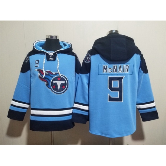 Men Tennessee Titans #9 Steve McNair Aqua Lace Up Pullover Hoodie Men Tennessee Titans #9 Steve McNair Aqua Lace Up Pullover Hoodie