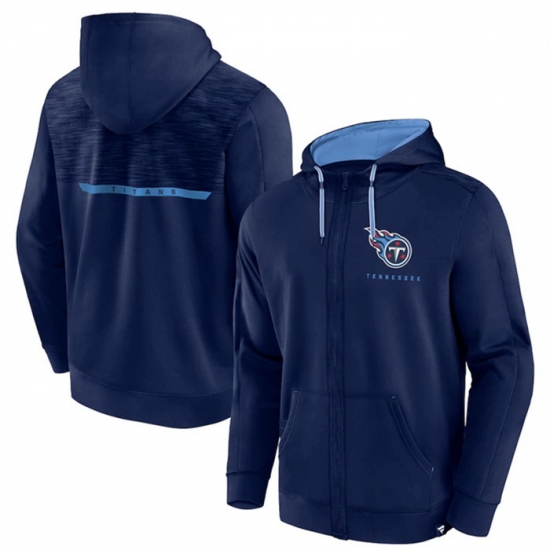 Men Tennessee Titans Navy Defender Evo Full Zip Hoodie Men Tennessee Titans Navy Defender Evo Full Zip Hoodie