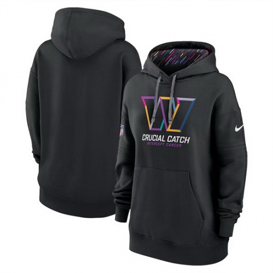 Women Washington Commanders Black 2024 Crucial Catch Club Pullover Hoodie Women Washington Commanders Black 2024 Crucial Catch Club Pullover Hoodie