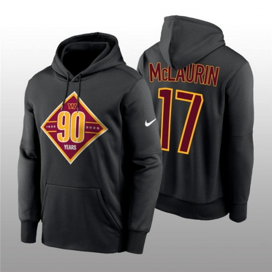 Men Washington Commanders 17 Terry McLaurin Black 90th Anniversary Performance Pullover Hoodie Men Washington Commanders 17 Terry McLaurin Black 90th Anniversary Performance Pullover Hoodie