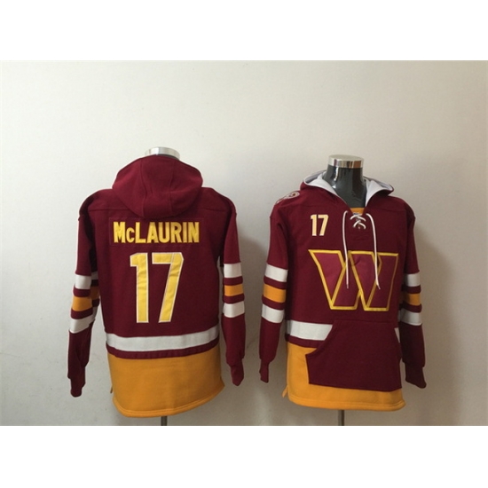 Men Washington Commanders 17 Terry McLaurin Burgundy Lace Up Pullover Hoodie Men Washington Commanders 17 Terry McLaurin Burgundy Lace Up Pullover Hoodie