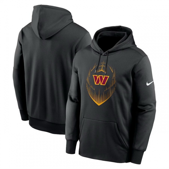 Men Washington Commanders Black Icon Performance Pullover Hoodie Men Washington Commanders Black Icon Performance Pullover Hoodie