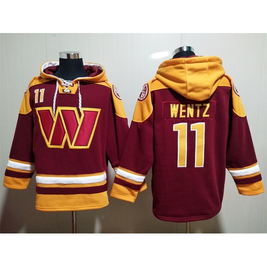 Washington Commanders Red Sitched Pullover Hoodie #11 Carson Wentz Washington Commanders Red Sitched Pullover Hoodie #11 Carson Wentz