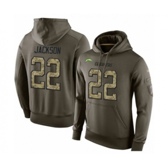 Football Los Angeles Chargers 22 Justin Jackson Green Salute To Service Mens Pullover Hoodie Football Los Angeles Chargers 22 Justin Jackson Green Salute To Service Mens Pullover Hoodie