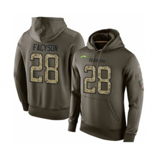Football Los Angeles Chargers 28 Brandon Facyson Green Salute To Service Mens Pullover Hoodie Football Los Angeles Chargers 28 Brandon Facyson Green Salute To Service Mens Pullover Hoodie