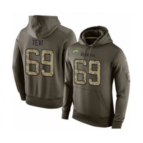 Football Los Angeles Chargers 69 Sam Tevi Green Salute To Service Mens Pullover Hoodie Football Los Angeles Chargers 69 Sam Tevi Green Salute To Service Mens Pullover Hoodie