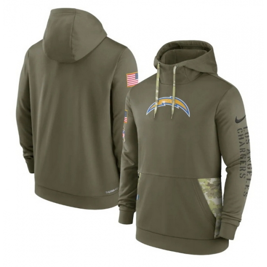Men Los Angeles Chargers 2022 Olive Salute To Service Therma Performance Pullover Hoodie Men Los Angeles Chargers 2022 Olive Salute To Service Therma Performance Pullover Hoodie
