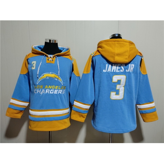 Men Los Angeles Chargers 3 Derwin James Jr Blue Ageless Must Have Lace Up Pullover Hoodie Men Los Angeles Chargers 3 Derwin James Jr Blue Ageless Must Have Lace Up Pullover Hoodie