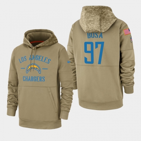 Mens Los Angeles Chargers 97 Joey Bosa 2019 Salute to Service Sideline Therma Pullover Hoodie Tan Mens Los Angeles Chargers 97 Joey Bosa 2019 Salute to Service Sideline Therma Pullover Hoodie Tan