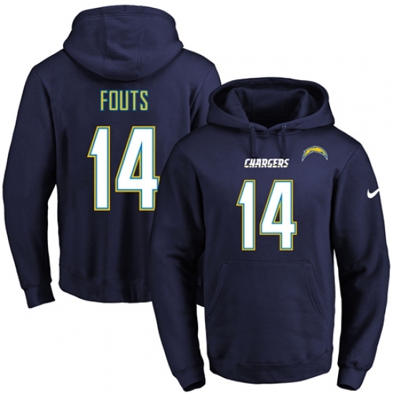 NFL Mens Nike Los Angeles Chargers 14 Dan Fouts Navy Blue Name Number Pullover Hoodie NFL Mens Nike Los Angeles Chargers 14 Dan Fouts Navy Blue Name Number Pullover Hoodie