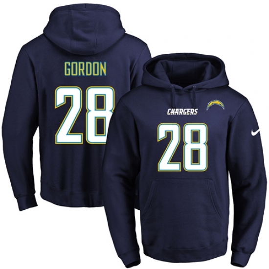 NFL Mens Nike Los Angeles Chargers 28 Melvin Gordon Navy Blue Name Number Pullover Hoodie NFL Mens Nike Los Angeles Chargers 28 Melvin Gordon Navy Blue Name Number Pullover Hoodie