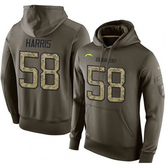 NFL Nike Los Angeles Chargers 58 Nigel Harris Green Salute To Service Mens Pullover Hoodie NFL Nike Los Angeles Chargers 58 Nigel Harris Green Salute To Service Mens Pullover Hoodie