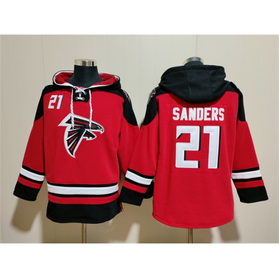 Men Atlanta Falcons 21 Deion Sanders Red Ageless Must Have Lace Up Pullover Hoodie Men Atlanta Falcons 21 Deion Sanders Red Ageless Must Have Lace Up Pullover Hoodie
