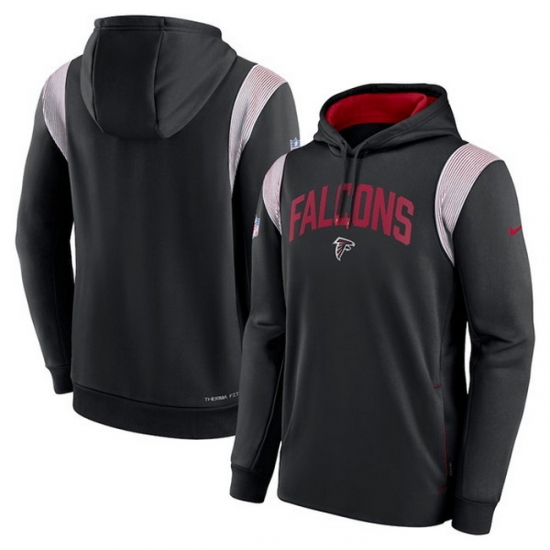 Men Atlanta Falcons Black Sideline Stack Performance Pullover Hoodie 002 Men Atlanta Falcons Black Sideline Stack Performance Pullover Hoodie 002