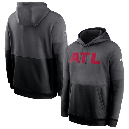 Men Atlanta Falcons Nike Sideline Impact Lockup Performance Pullover Hoodie Charcoal Black Men Atlanta Falcons Nike Sideline Impact Lockup Performance Pullover Hoodie Charcoal Black