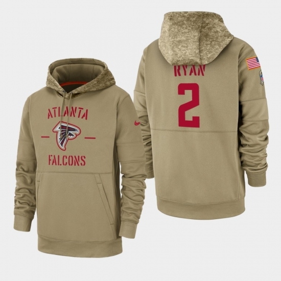 Mens Atlanta Falcons 2 Matt Ryan 2019 Salute to Service Sideline Therma Pullover Hoodie Tan Mens Atlanta Falcons 2 Matt Ryan 2019 Salute to Service Sideline Therma Pullover Hoodie Tan