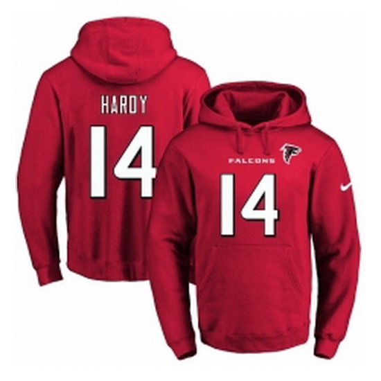 NFL Mens Nike Atlanta Falcons 14 Justin Hardy Red Name Number Pullover Hoodie NFL Mens Nike Atlanta Falcons 14 Justin Hardy Red Name Number Pullover Hoodie