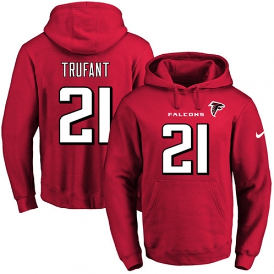 NFL Mens Nike Atlanta Falcons 21 Desmond Trufant Red Name Number Pullover Hoodie NFL Mens Nike Atlanta Falcons 21 Desmond Trufant Red Name Number Pullover Hoodie