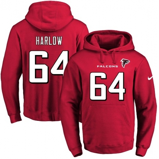 NFL Mens Nike Atlanta Falcons 64 Sean Harlow Red Name Number Pullover Hoodie NFL Mens Nike Atlanta Falcons 64 Sean Harlow Red Name Number Pullover Hoodie