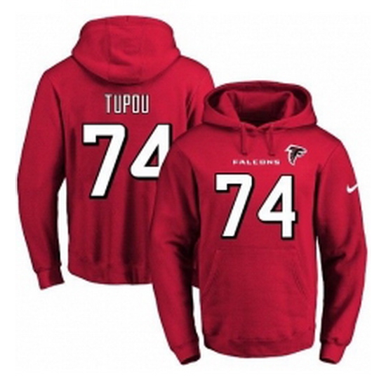 NFL Mens Nike Atlanta Falcons 74 Tani Tupou Red Name Number Pullover Hoodie NFL Mens Nike Atlanta Falcons 74 Tani Tupou Red Name Number Pullover Hoodie