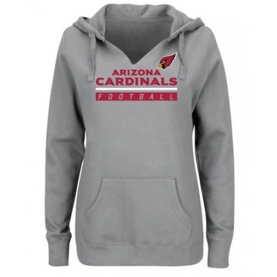 NFL Arizona Cardinals Majestic Women Self Determination Pullover Hoodie Heather Gray