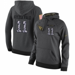 NFL Women Nike Arizona Cardinals 11 Larry Fitzgerald Stitched Black Anthracite Salute to Service Player Performance Hoodie