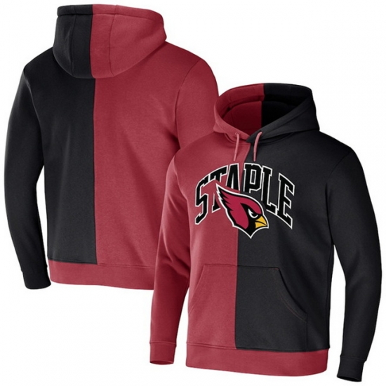 Men Arizona Cardinals Red Black Split Logo Pullover Hoodie Men Arizona Cardinals Red Black Split Logo Pullover Hoodie