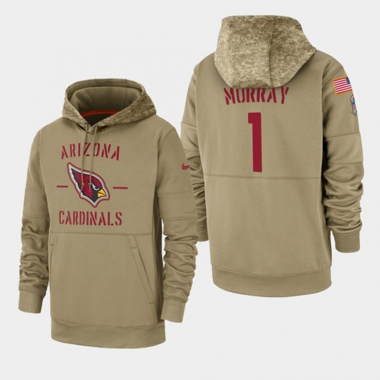 Mens Arizona Cardinals 1 Kyler Murray 2019 Salute to Service Sideline Therma Pullover Hoodie Tan Mens Arizona Cardinals 1 Kyler Murray 2019 Salute to Service Sideline Therma Pullover Hoodie Tan