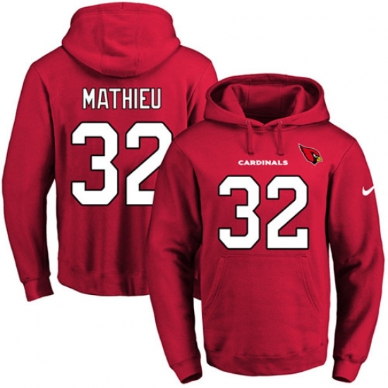 NFL Men Nike Arizona Cardinals 32 Tyrann Mathieu Red Name Number Pullover Hoodie NFL Men Nike Arizona Cardinals 32 Tyrann Mathieu Red Name Number Pullover Hoodie