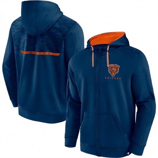 Men Chicago Bears Navy Defender Evo Full Zip Hoodie Men Chicago Bears Navy Defender Evo Full Zip Hoodie