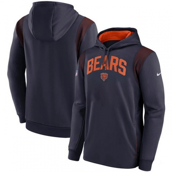 Men Chicago Bears Navy Sideline Stack Performance Pullover Hoodie 001 Men Chicago Bears Navy Sideline Stack Performance Pullover Hoodie 001